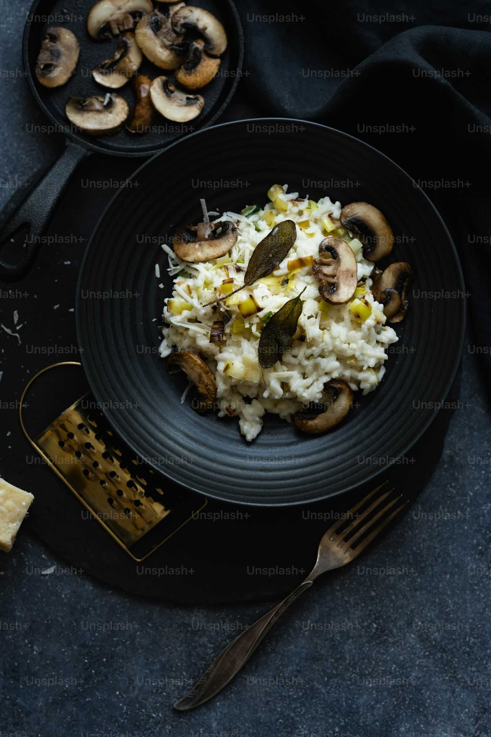 Wild mushroom risotto with truffle oil and parmesan — luxury inflight pasta and risotto